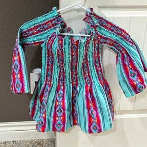 Aztec Off Shoulder Top-Wrangler Retro